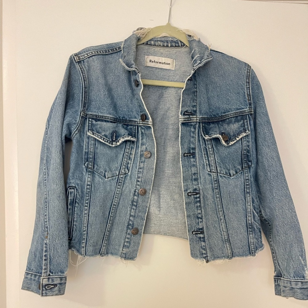 Reformation Vintage Distressed Denim Jacket XS